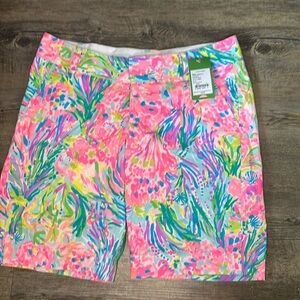 Lilly Pulitzer Fan Sea Pants The Chipper Flat Front Bermuda Shorts Womens